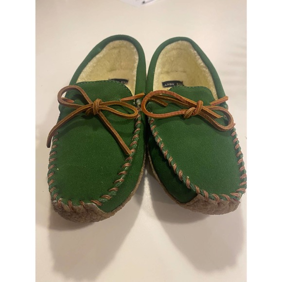 Lands End Green Kid's Leather Slippers Size 4M - Picture 2 of 4